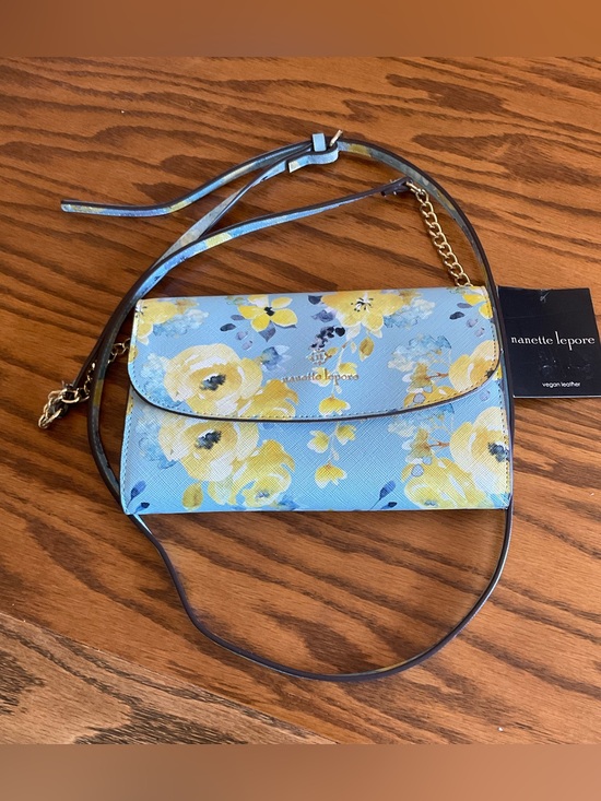 Nanette Lepore Handbags - NWT Nanette Lepore Blue/Yellow Floral Crossbody Wallet, Gold Tone Hardware
